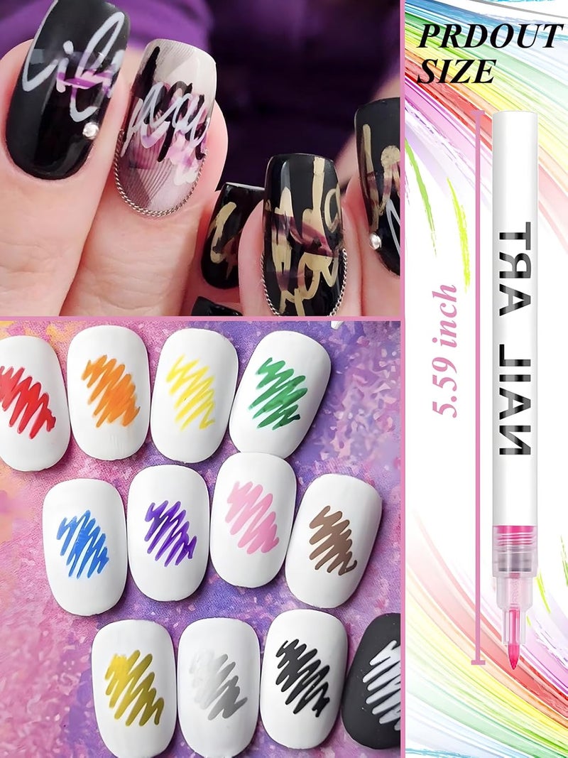 Gorvalin 12 Colors Nail Art Pens, 3D Quick Dry Nail Point Graffiti Dotting Liner Pen Sets Nail Art Painted Pen Drawing Nail Design Kit for Nail DIY Decoration Valentine Gift - Image 2